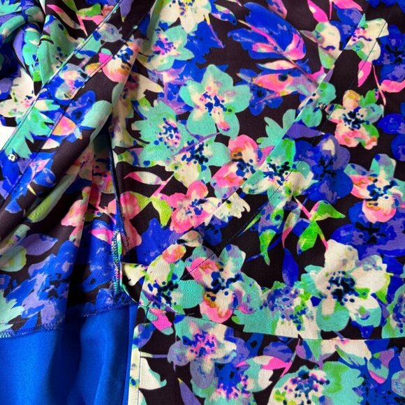 Yumi Kim 100% Silk Wrap Dress Women XS Blue Floral 3/4 Sleeve Cottagecore Garden - Picture 3 of 13